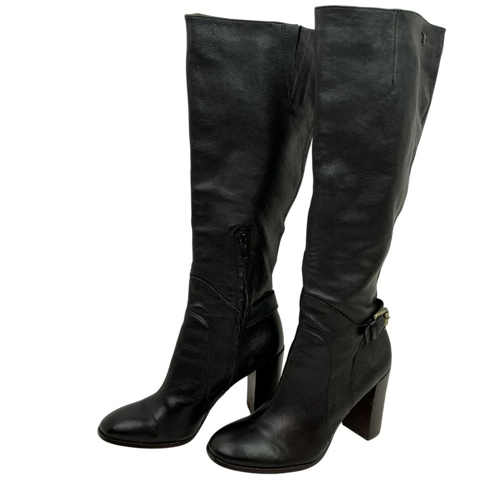 Sam Edelman Lucy Leather Knee-High Heeled Boots Womens 6M Black